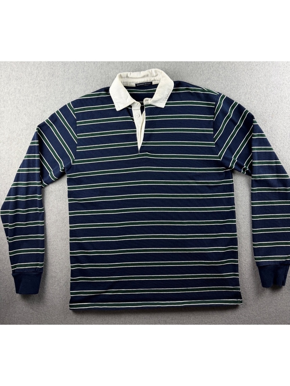 Brandy Melville Rugby Shirt Navy Green Stripe Long Sleeve Polo Preppy Oversized